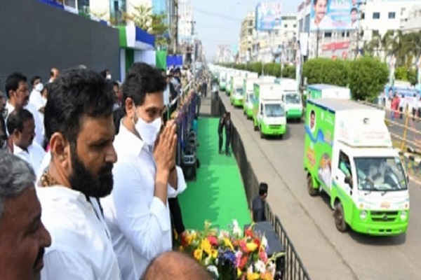 CM Jagan Mohan Reddy launches specialised distribution vehicles for doorstep ration delivery